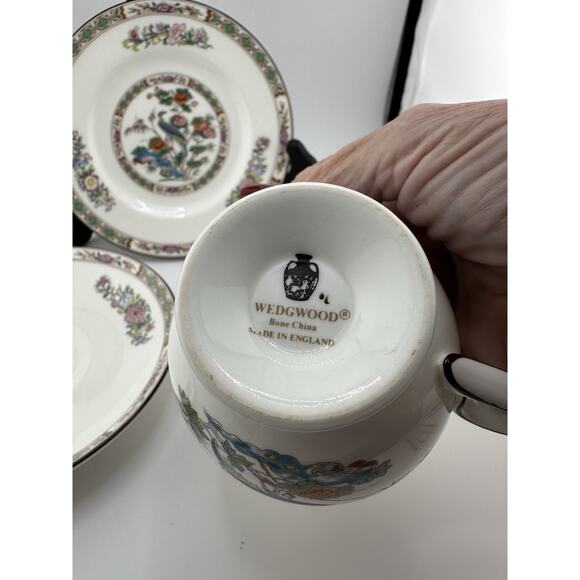 Wedgewood "Kutani Crane" English China Tea Cup/Saucer/Plate Set Mid Century - Picture 7 of 12